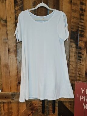 360   42 Pops Casual White Tie-Sleeve Midi Dress W Pockets